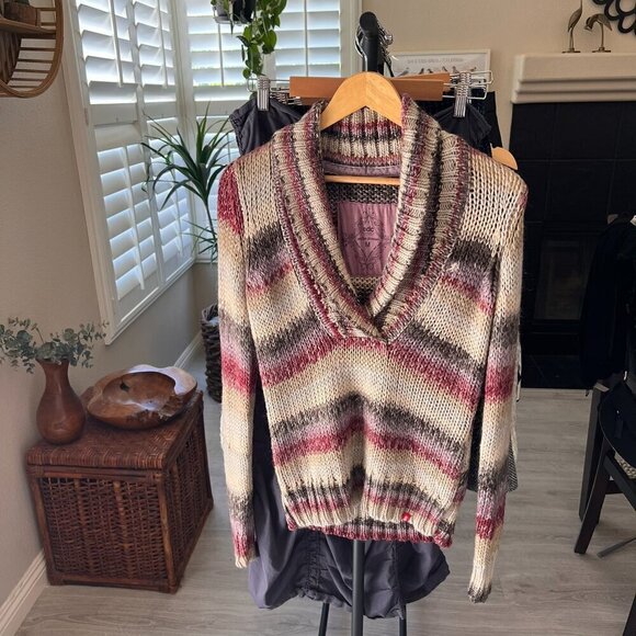 EDC by Esprit Sweater Womens Size M/8 Colorful Neutral Wool Blend Shawl Neckline - Picture 16 of 16